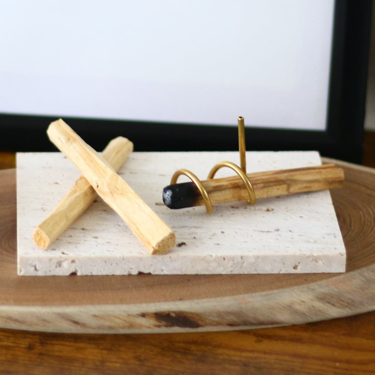 Dual Brass Palo Santo Holder -Swirl B | ギフト インテリア雑貨 G