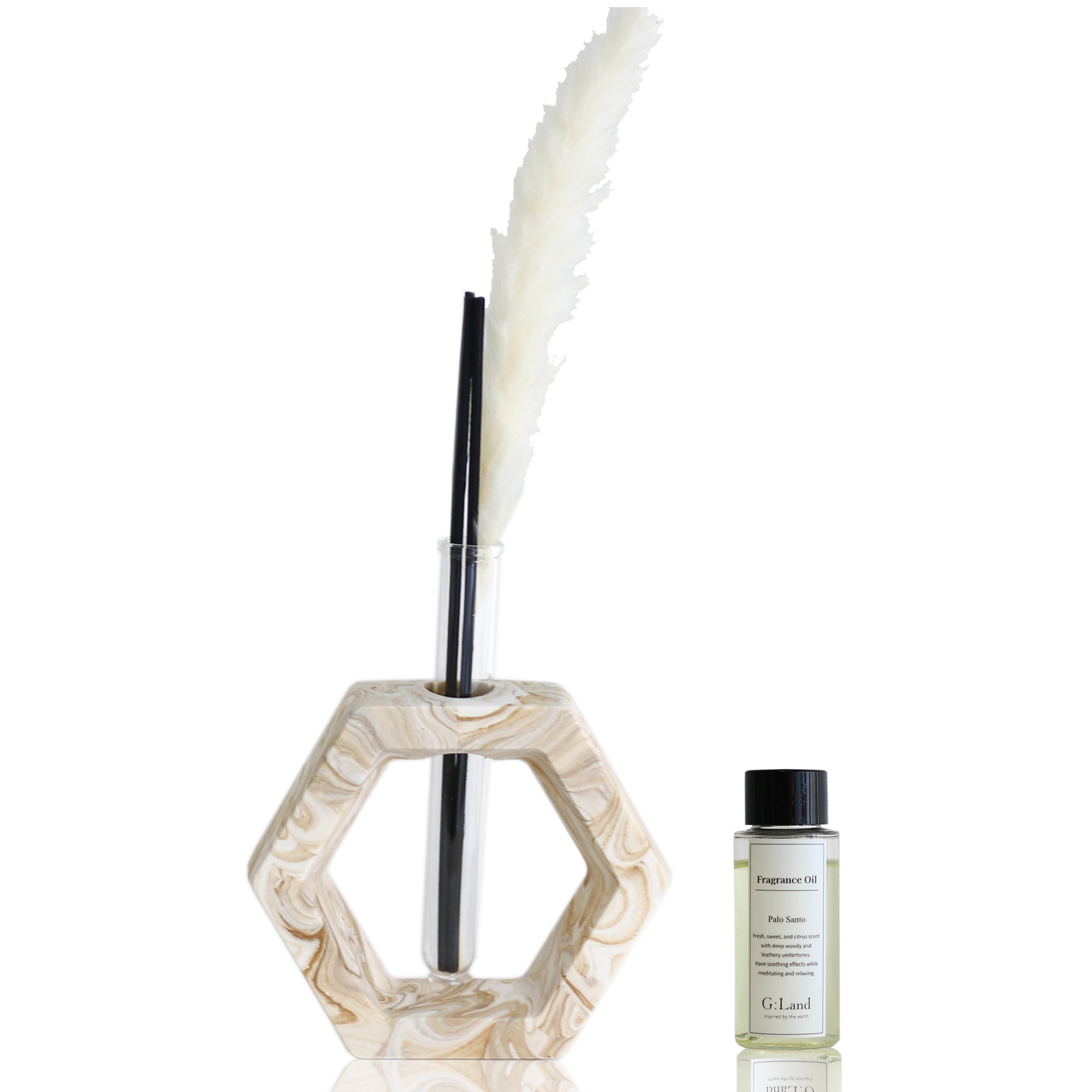 Reed Diffuser set Brown marble <Palo Santo>