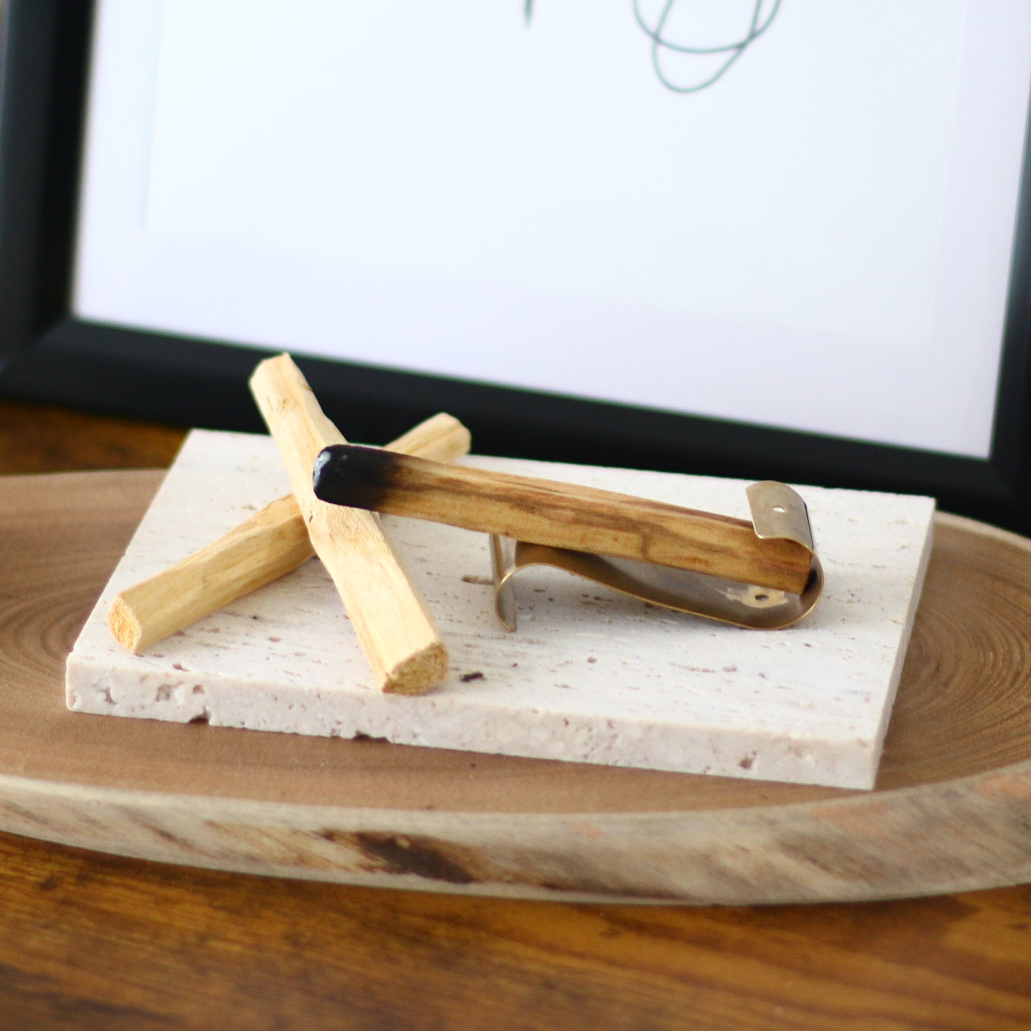 Dual Brass Palo Santo Holder -Swirl C | ギフト インテリア