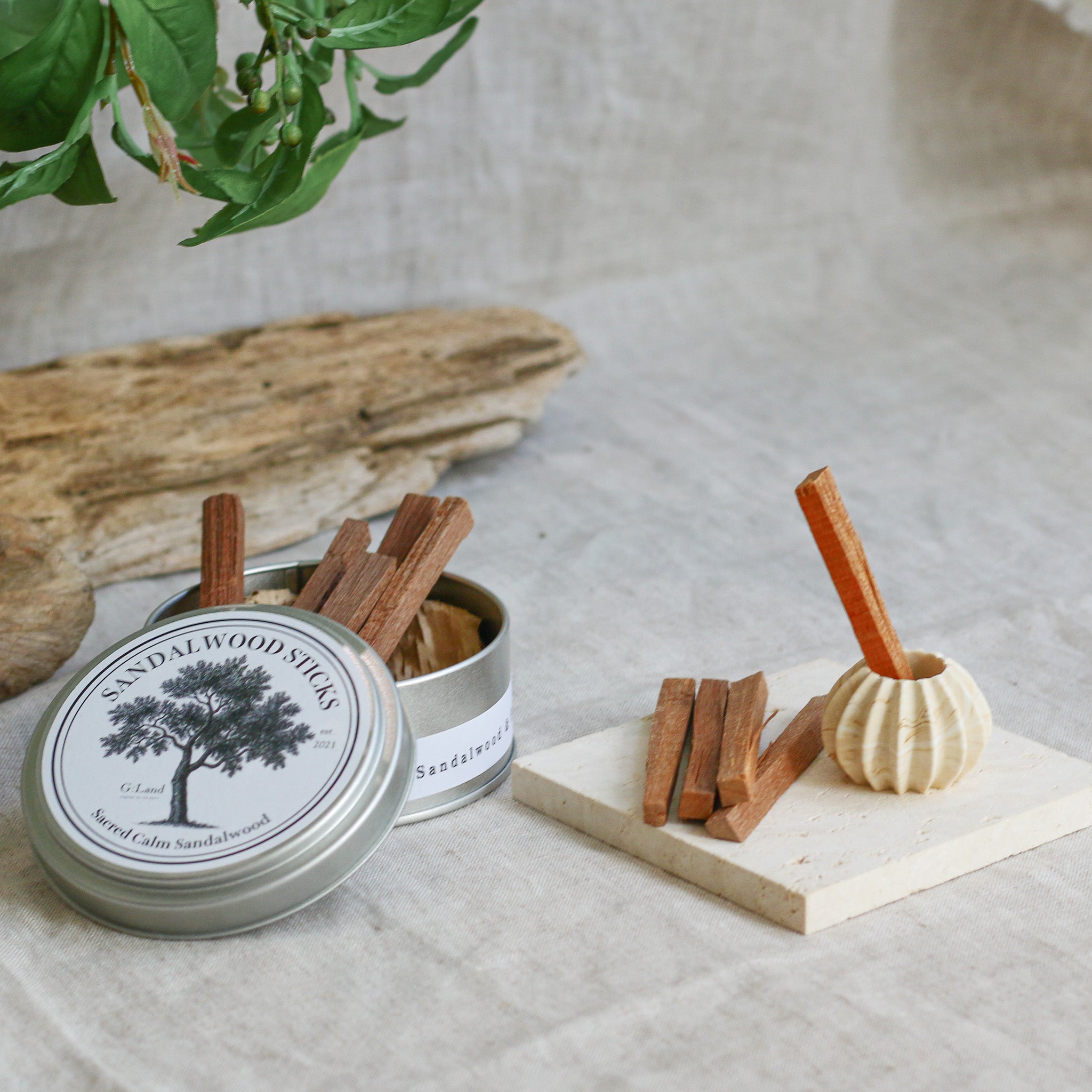 Sacred Calm Sandalwood Sticks set & Holder set