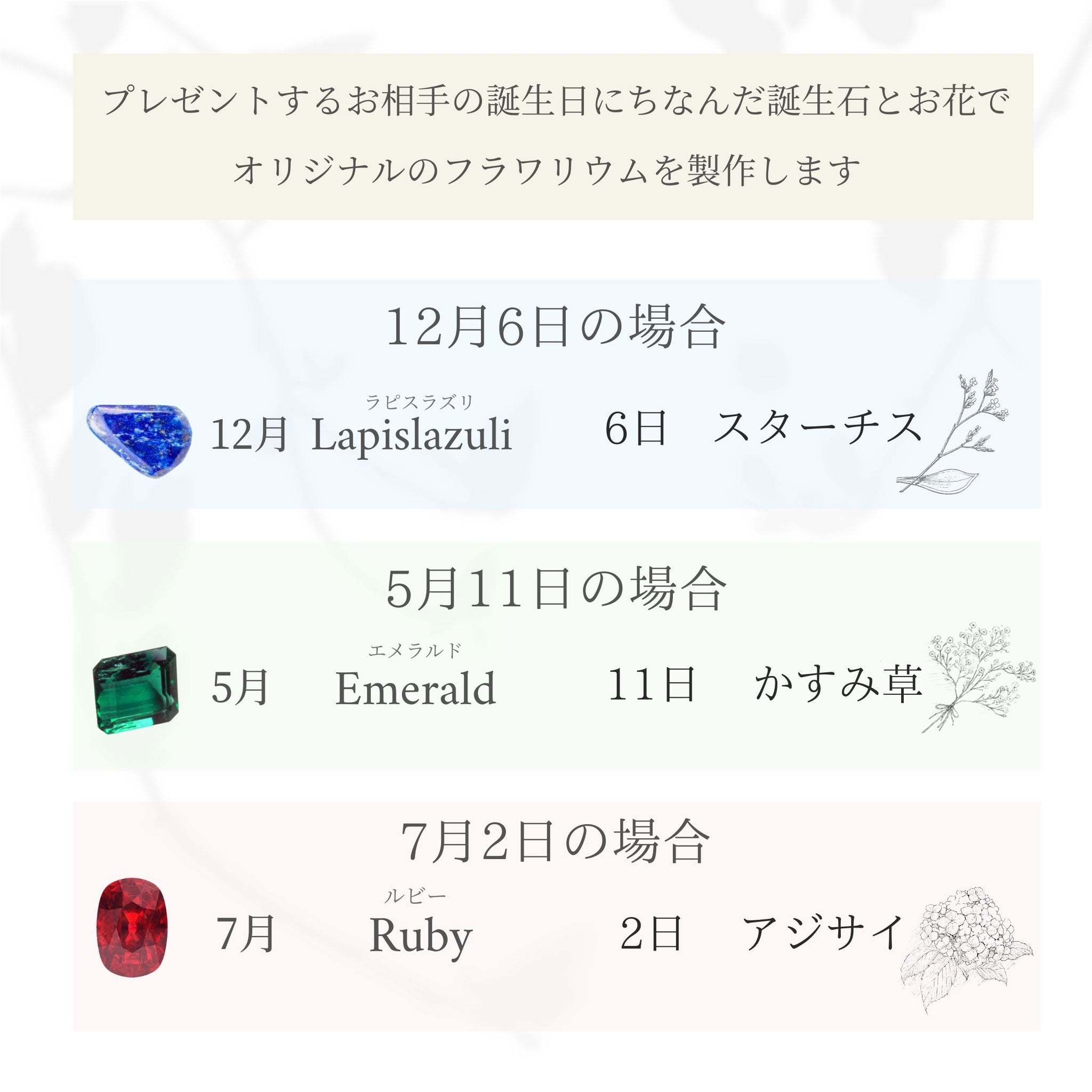 ＜ 誕生石と誕生花から選ぶオーダーメイド ＞ 366Day Birthday toilette.